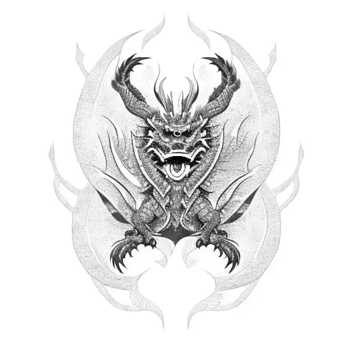 Japanese Dragon Intertwined With Motorcycle Engine Parts