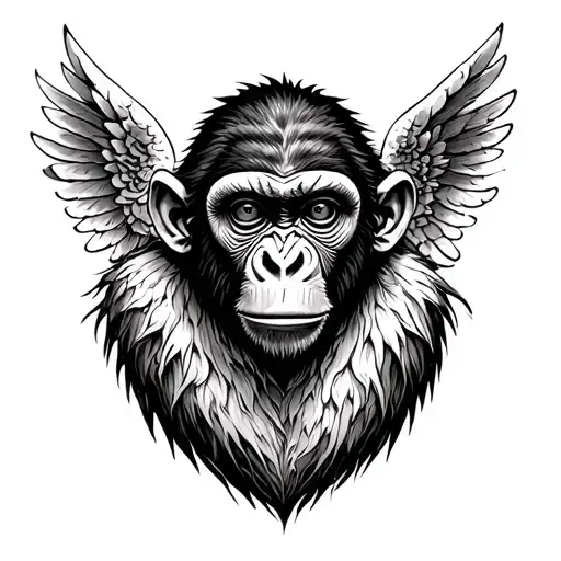 Monkey With Demon And Angel