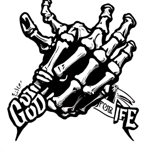 A Tattoo That Says God For Life And Below Your Fist Have A Skeleton Hand