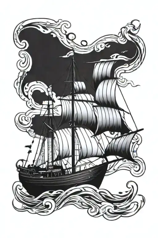 Viking Sailboat And Quote Written