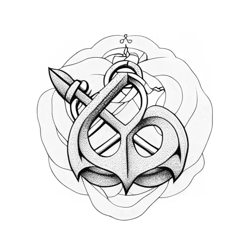 Anchor With Two Flowers