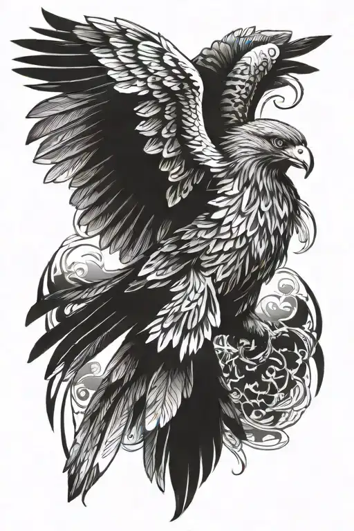 Hawk With Large Wings Spread Wide