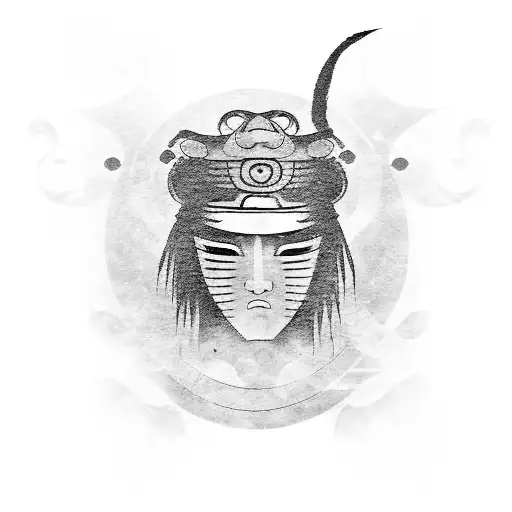 Japanese Mask With Shinto Shrine And Itachi Uchiha Eyes