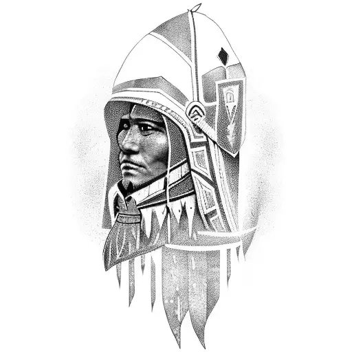 Combine Elements Of Jerusalem Knights And Native American Warriors In A Unique Design