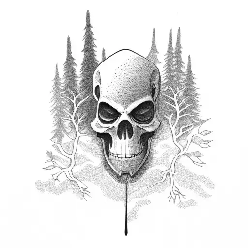 Grim Reaper In The Forest With Roots