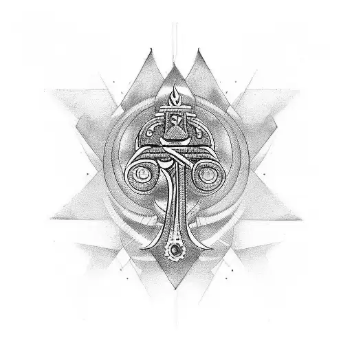 A Tattoo Design Combining A Hindu And Ankh Symbol In A Unique And Abstract Way