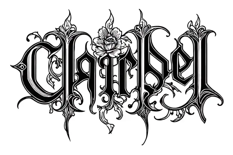 Name Claribel In Letters Gothic Tattoo Design Inspired