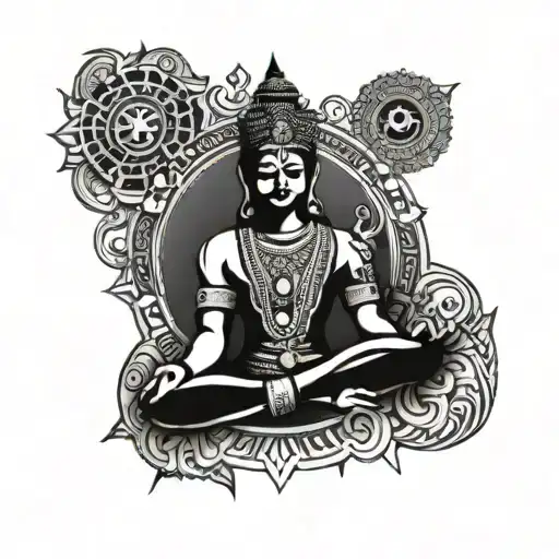 Lord Vishnu With Sudarshan Chakra Symbol Surrounded