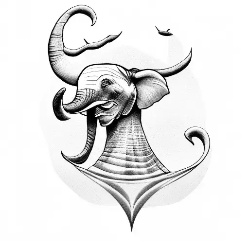 Hooded Crow And Elephant