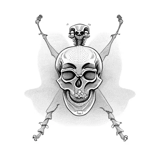 Side Profile Of A Distorted Praying Skeleton