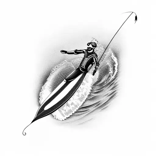 A Fly Fishing Lure Morphing Into A Wake Surfing Wave