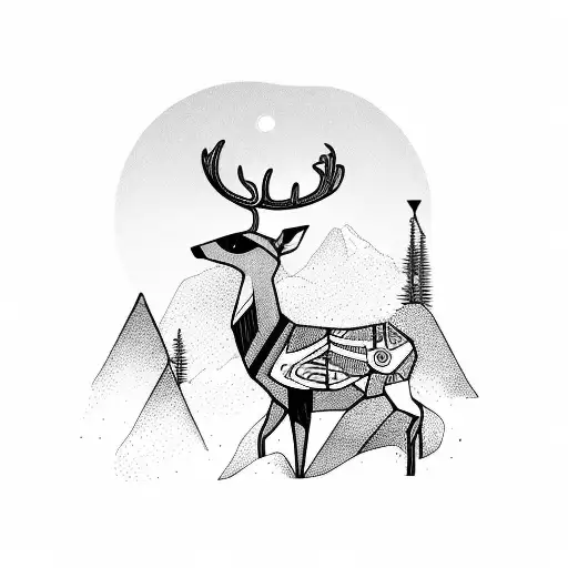 A Majestic Deer Standing On Top Of The Mountainf A Mountain Peak