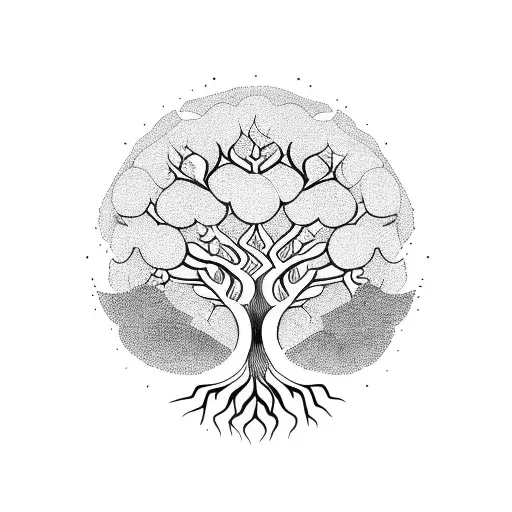 A Tree Of Life With Four Roots And A Trunk With Three Branches
