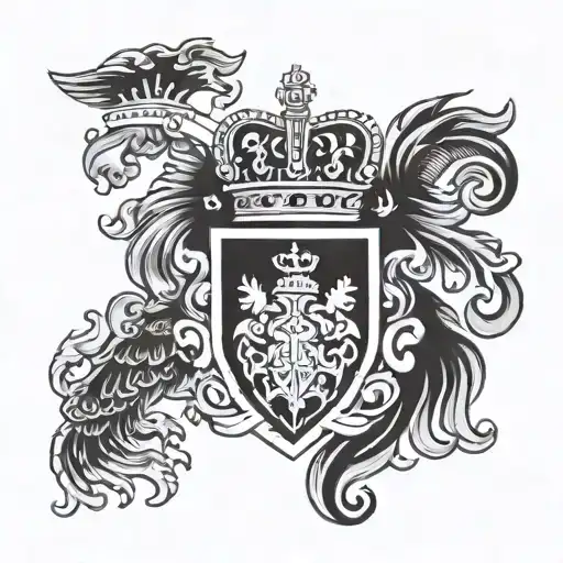 Hand Reaching For A Crown Family Crest