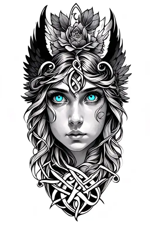 Angel With Blue Eyes Featuring Celtic Trinity Knot