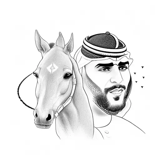 Arab Soldier In War With His Horse And With His Swoed