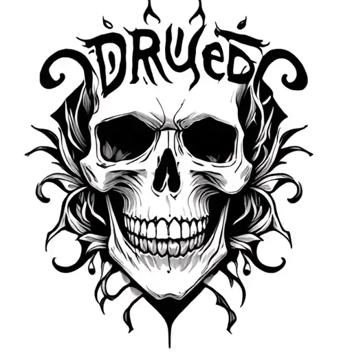 Skull With The Word Drueed