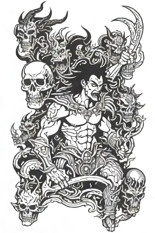 Epilepsy Tempel Warrior Surrounded By Demons