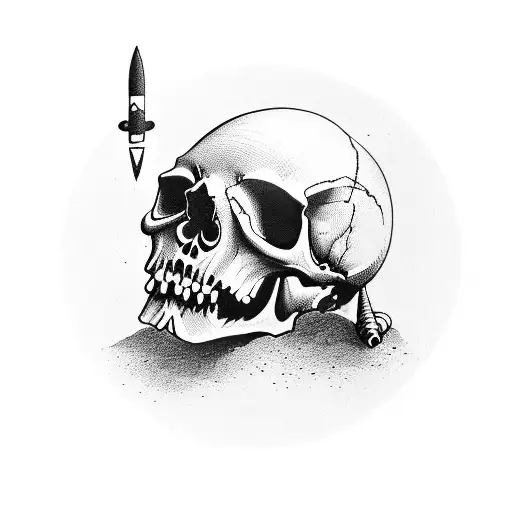 Dead Skull With Missile Through Skull