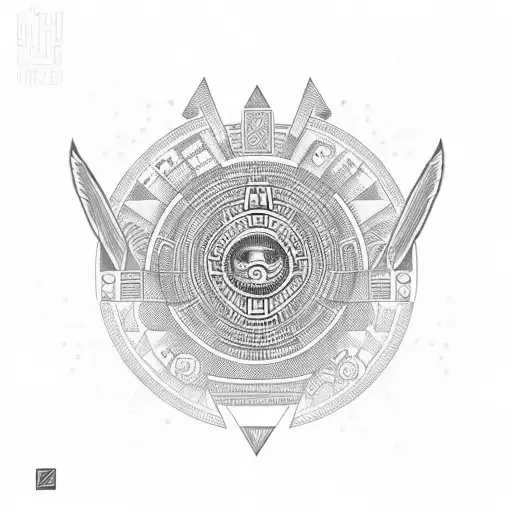 Aztec Calendar With A Modern Twist Incorporating Futuristic Elements