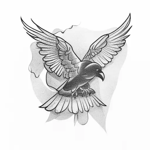 Crow Landing On Branches