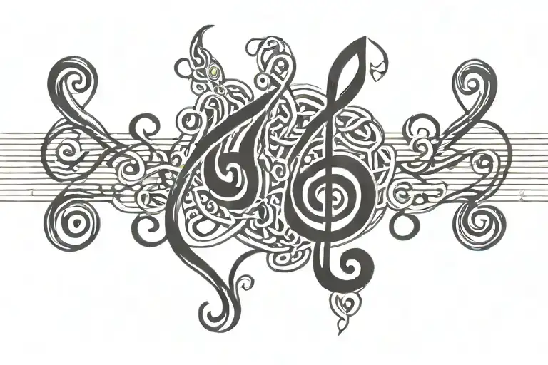 Celtic Music Notes Intertwined