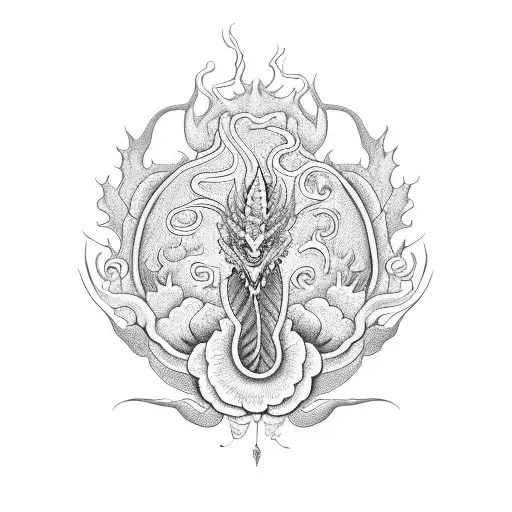 A Majestic Dragon Intertwined With Opium Poppy Flowers