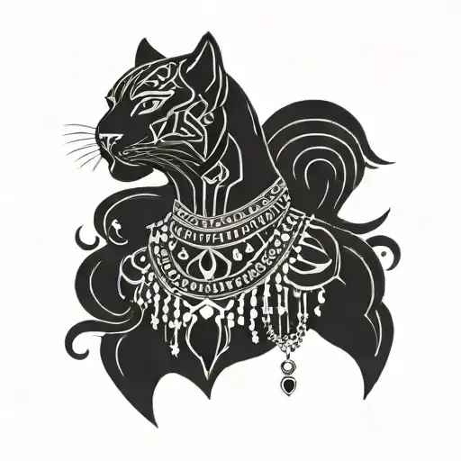 Black Panther With Egyptian Jewellery And Symbols Of Hip Hop Culture