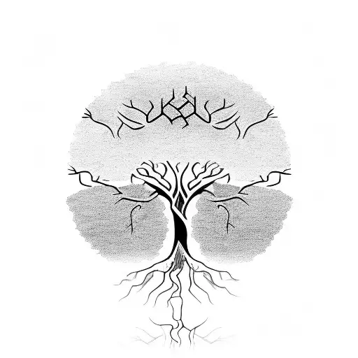 A Tree Of Life With Four Roots And A Trunk With Three Branches