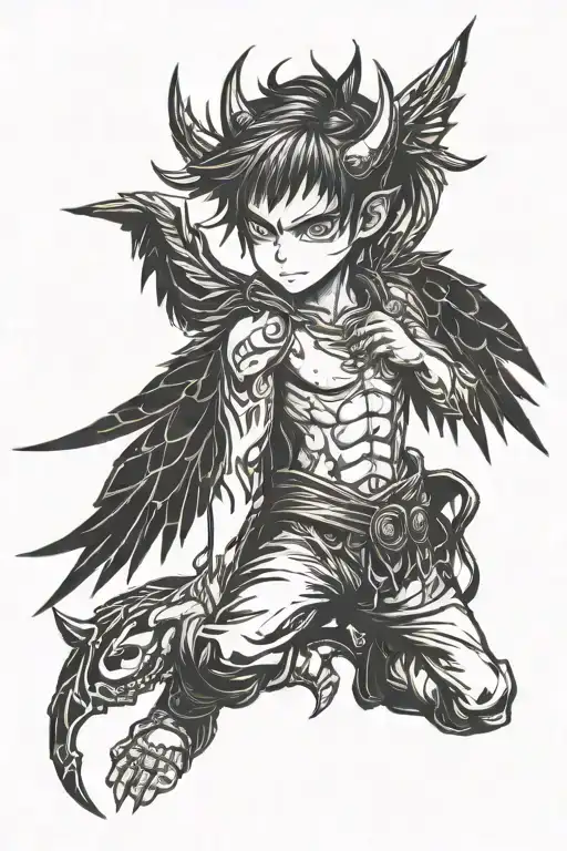 Anime Demon Boy With Wings Looking