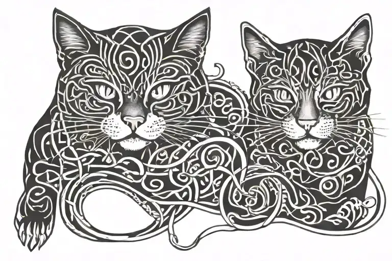 Celtic Music Cats Intertwined