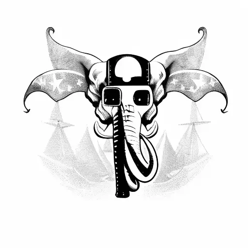 Pirate And Elephant With American Flag