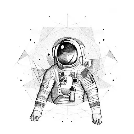 Space With Astronaut And Geometic