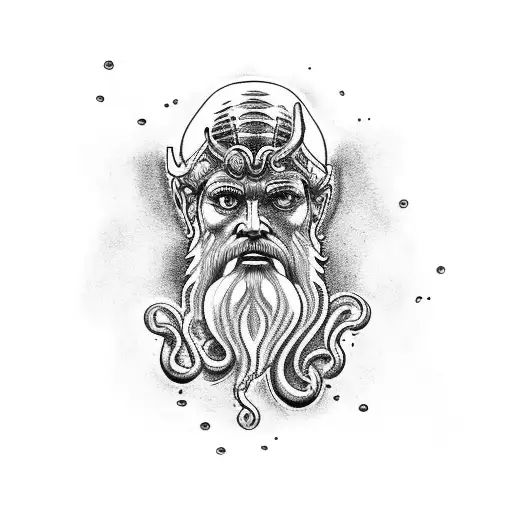 Poseidon In The Ocean Holding Trident