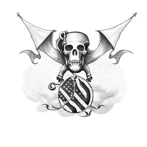 Pirate And Elephant With American Flag