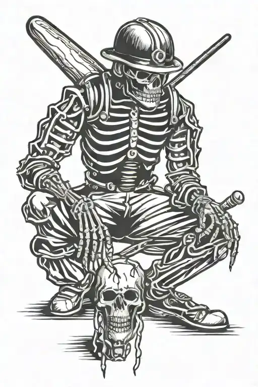 Skeleton Cricket Umpire Giving Someone Out