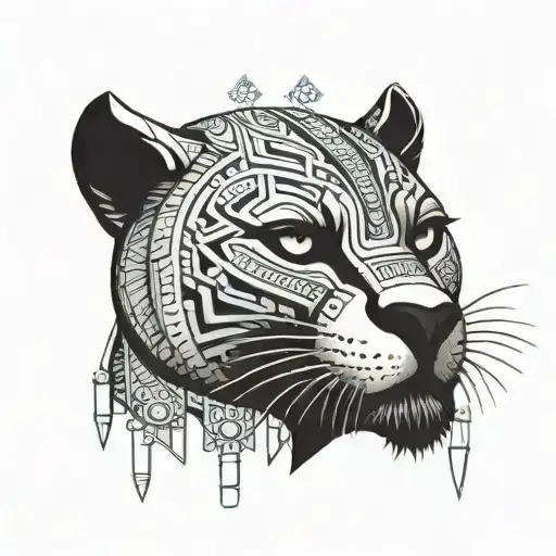Black Panther With Egyptian Jewellery And Symbols Of Hip Hop Culture