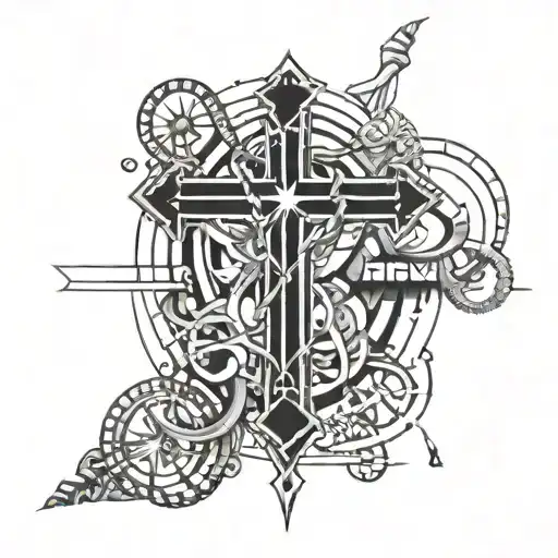 A Futuristic Interpretation Of The Jesus Cross Intertwined With Intricate Us Dollar Symbols