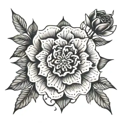 Carnation Around A Rose Compass Rose