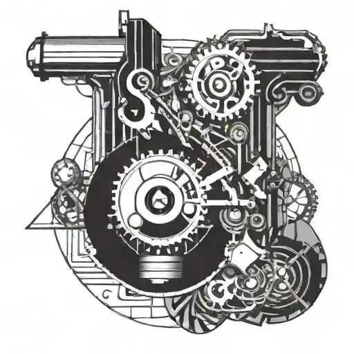 Abstract Geometric Design Incorporating Elements Of Engineering Tools And Machinery