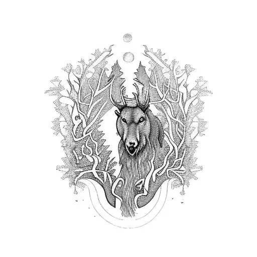 A Mystical Forest Scene With Animals From Irish Mythology Hidden Within