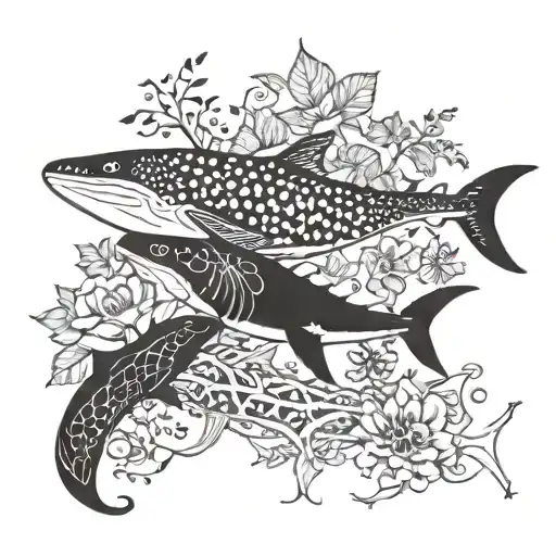 Flowers Vines And Whale Shark