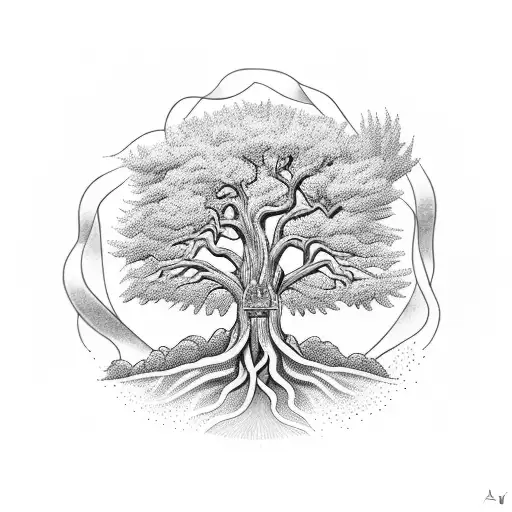 A Tree Of Life Intertwined With Greek Mythology Figures Such As Zeus And Athena