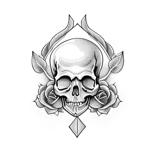 Dagger And Skull With Roses