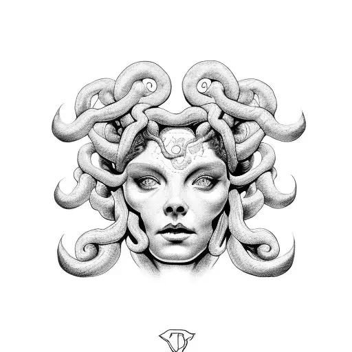 Half Medusa Face On Hand