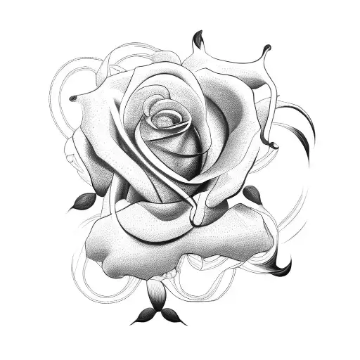 A Tennis Racket Intertwined With A Blooming Rose Vine