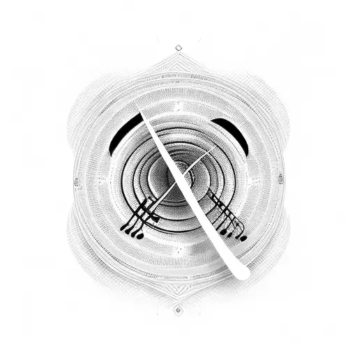 An Abstract Design Incorporating Musical Notes And Computer Code Symbols