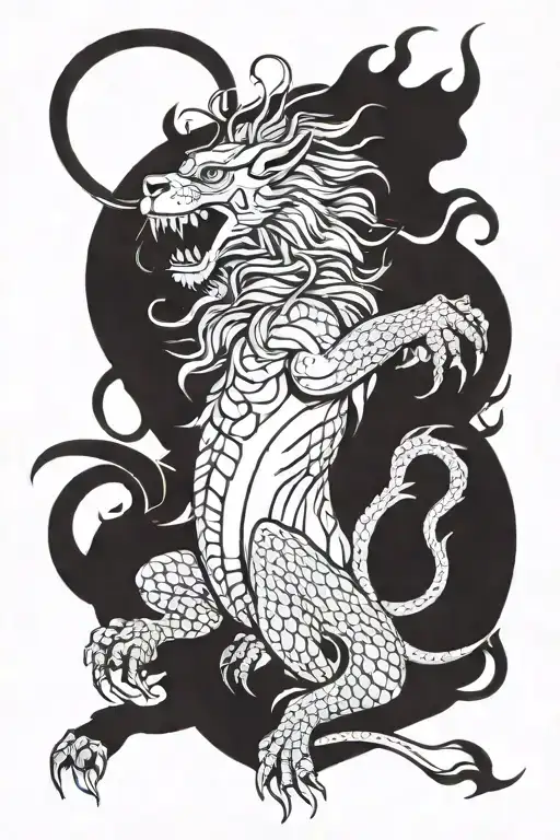 Dragon And Lion Roaring Lion