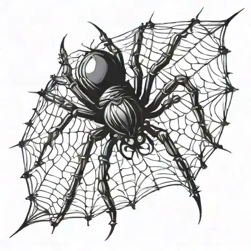 A Gothic Cybersigilism Spider Weaving A Web On A Barbed Wire Fence