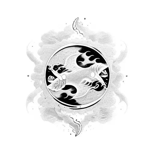 Moon And Ocean Spirit Avatar Mixed With Twin Pisces